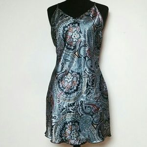 Blue Paisley Print Slip Dress -Size Large